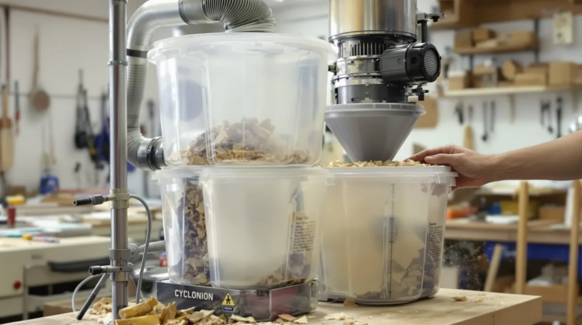 Fabriquer un aspirateur à copeaux pour atelier avec moteur récupéré