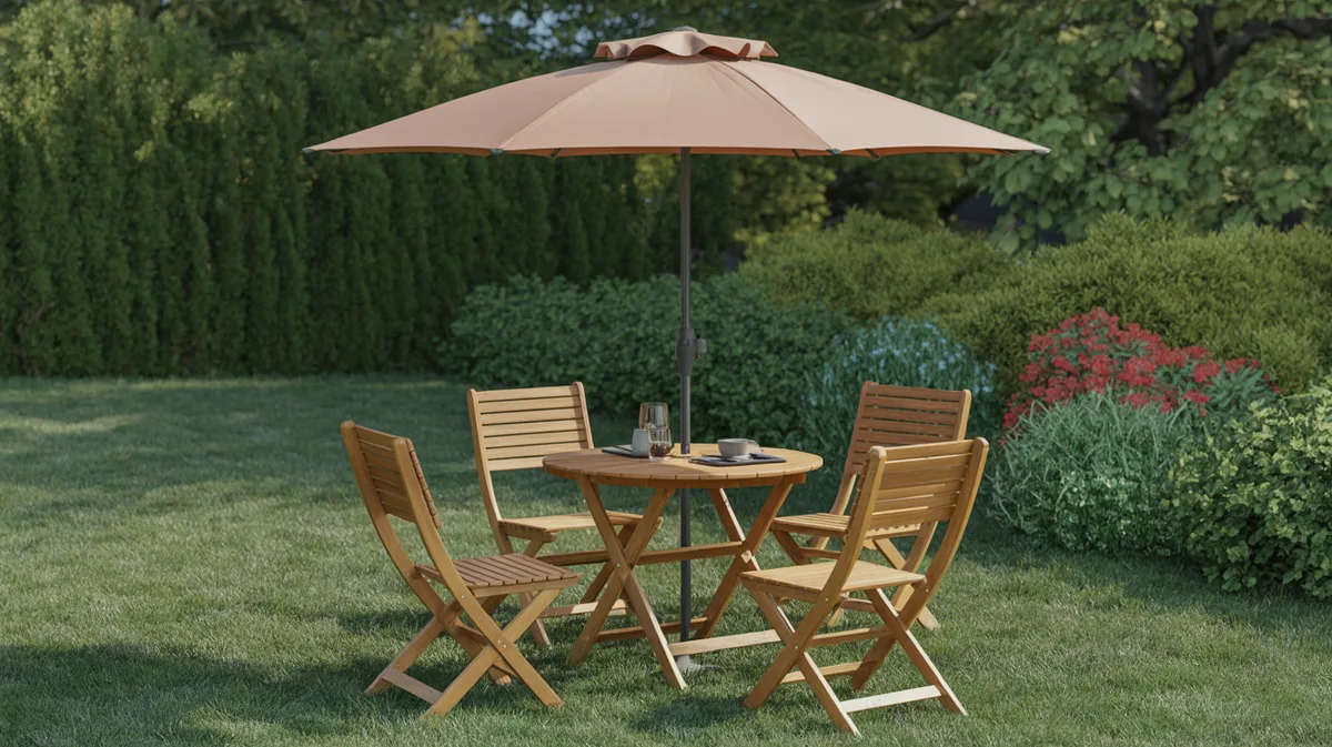 Construire une table de jardin pliante avec parasol intégré en bois recyclé