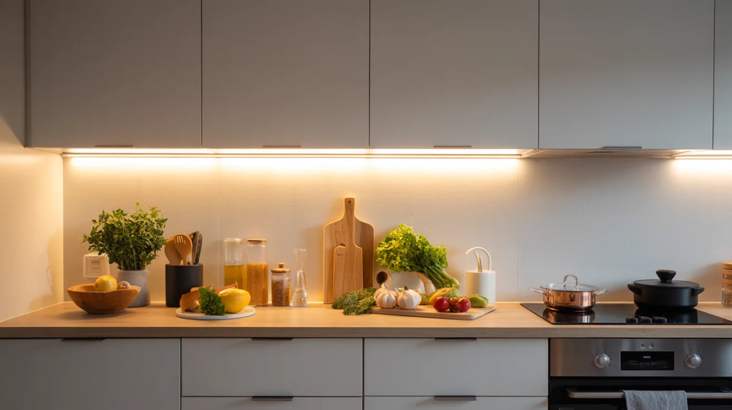 Éclairage de plan de travail cuisine : poser un ruban LED dans un profilé encastré