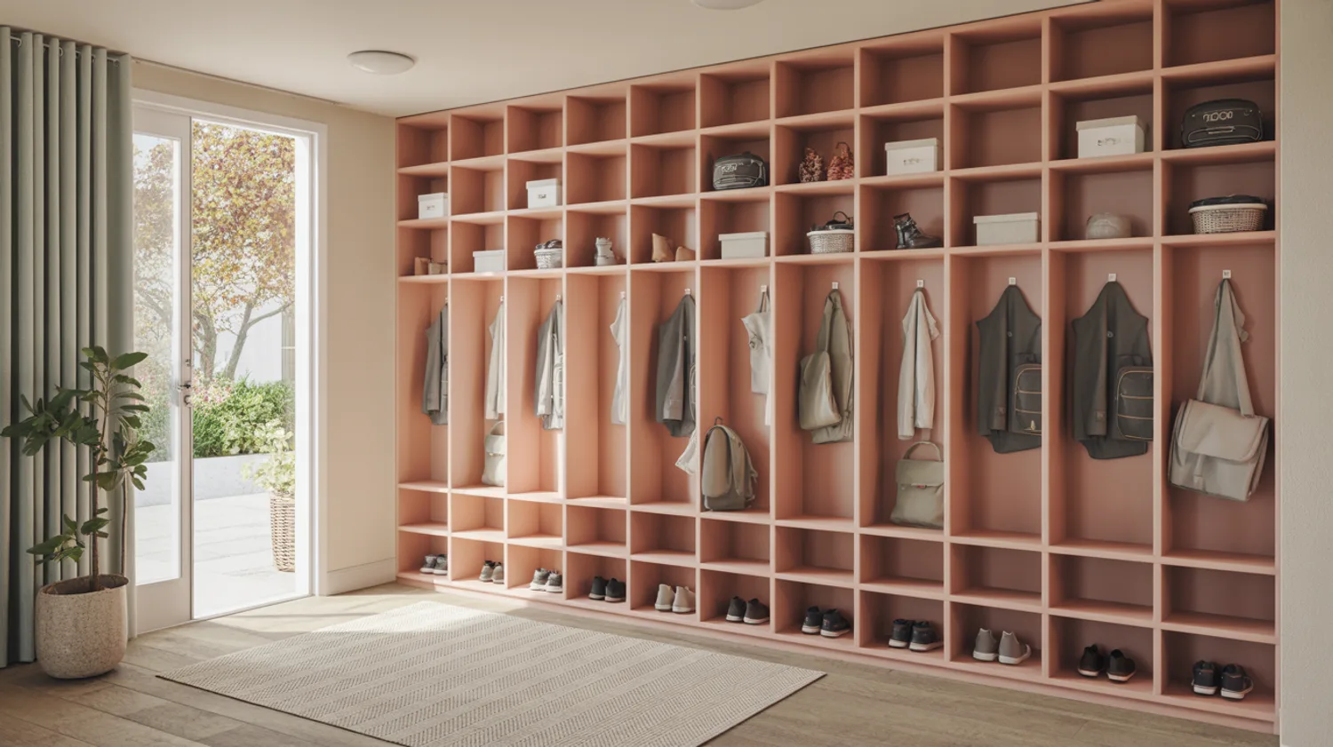 Casiers individuels en MDF laqué : fabriquer un vestiaire d'entrée sur mesure