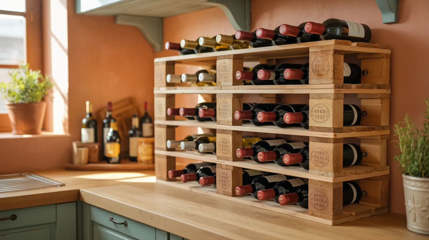 Cave à vins rustique en palettes récupérées : fabriquer un meuble de rangement pour moins de 30 euros