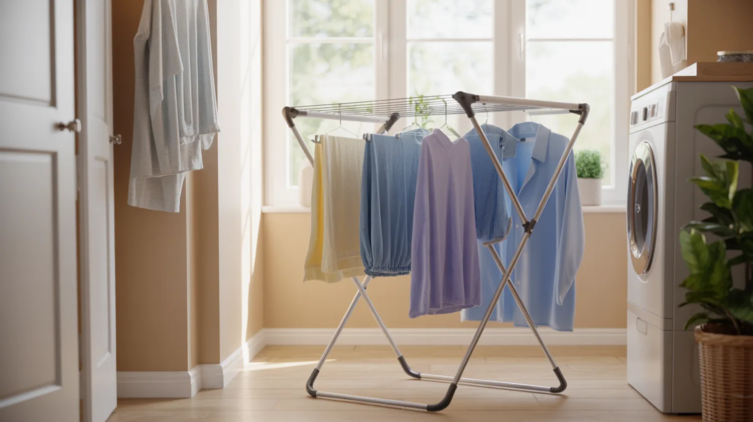 Espace de séchage du linge intégré : solutions DIY pour buanderie et couloir