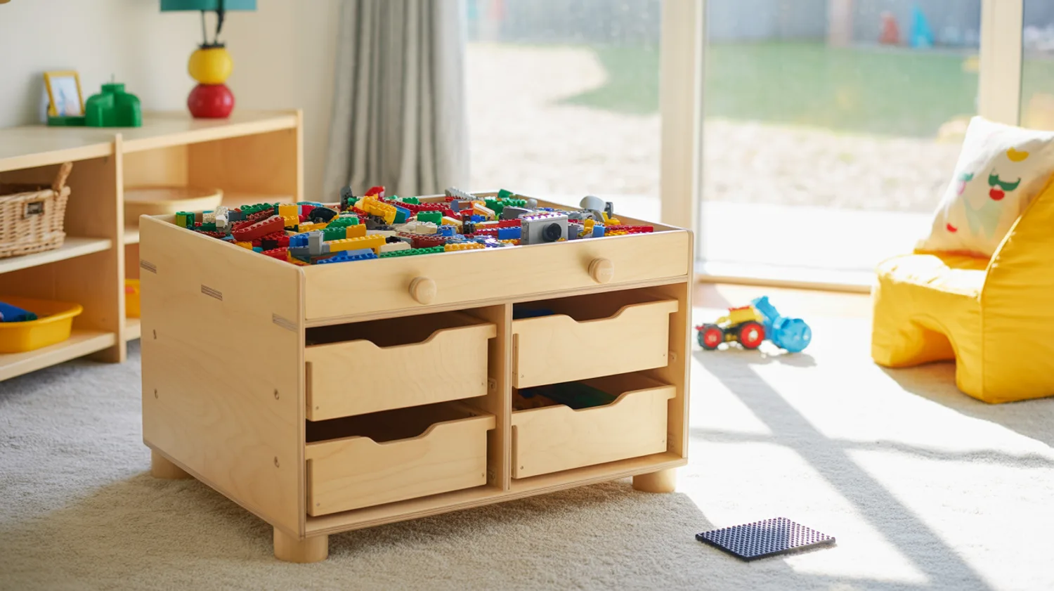 Table de jeu Lego en contreplaqué : plans et étapes pour la construire en un week-end