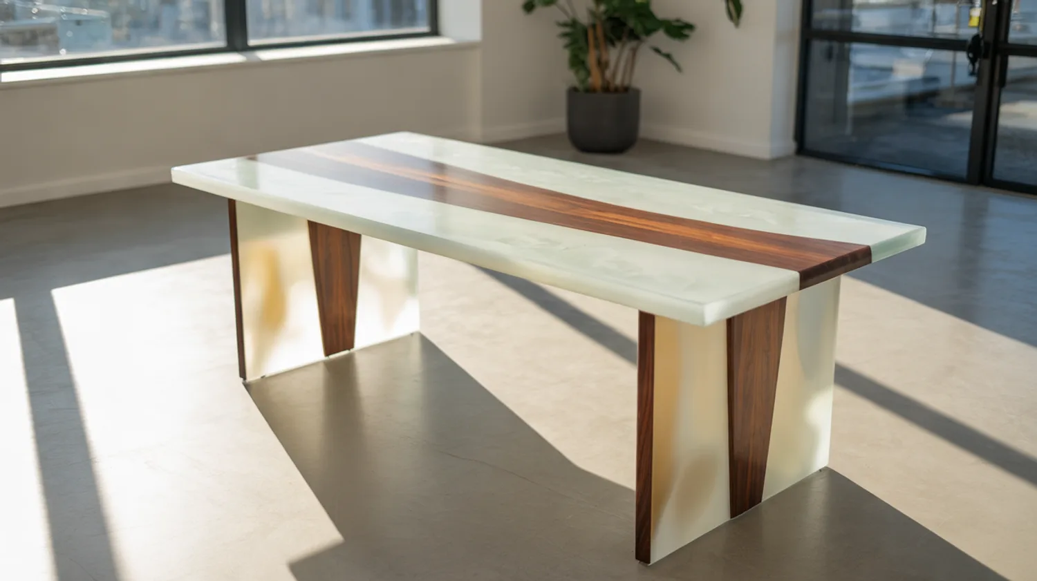 Meuble de bureau en époxy et bois : coulage, démoulage et finition étape par étape