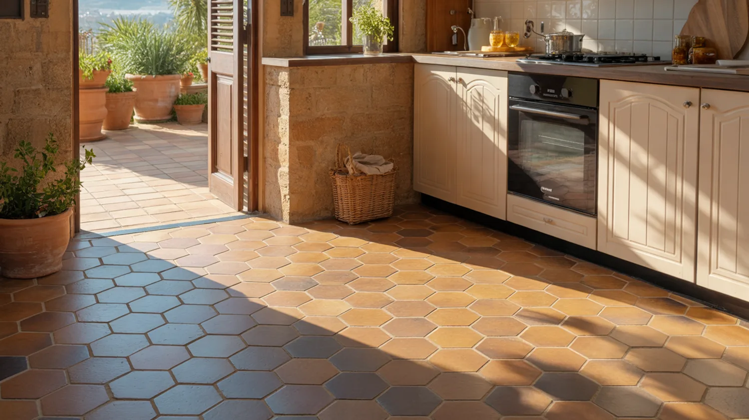 Poser des tomettes hexagonales : calepinage, coupe et jointoiement pas à pas